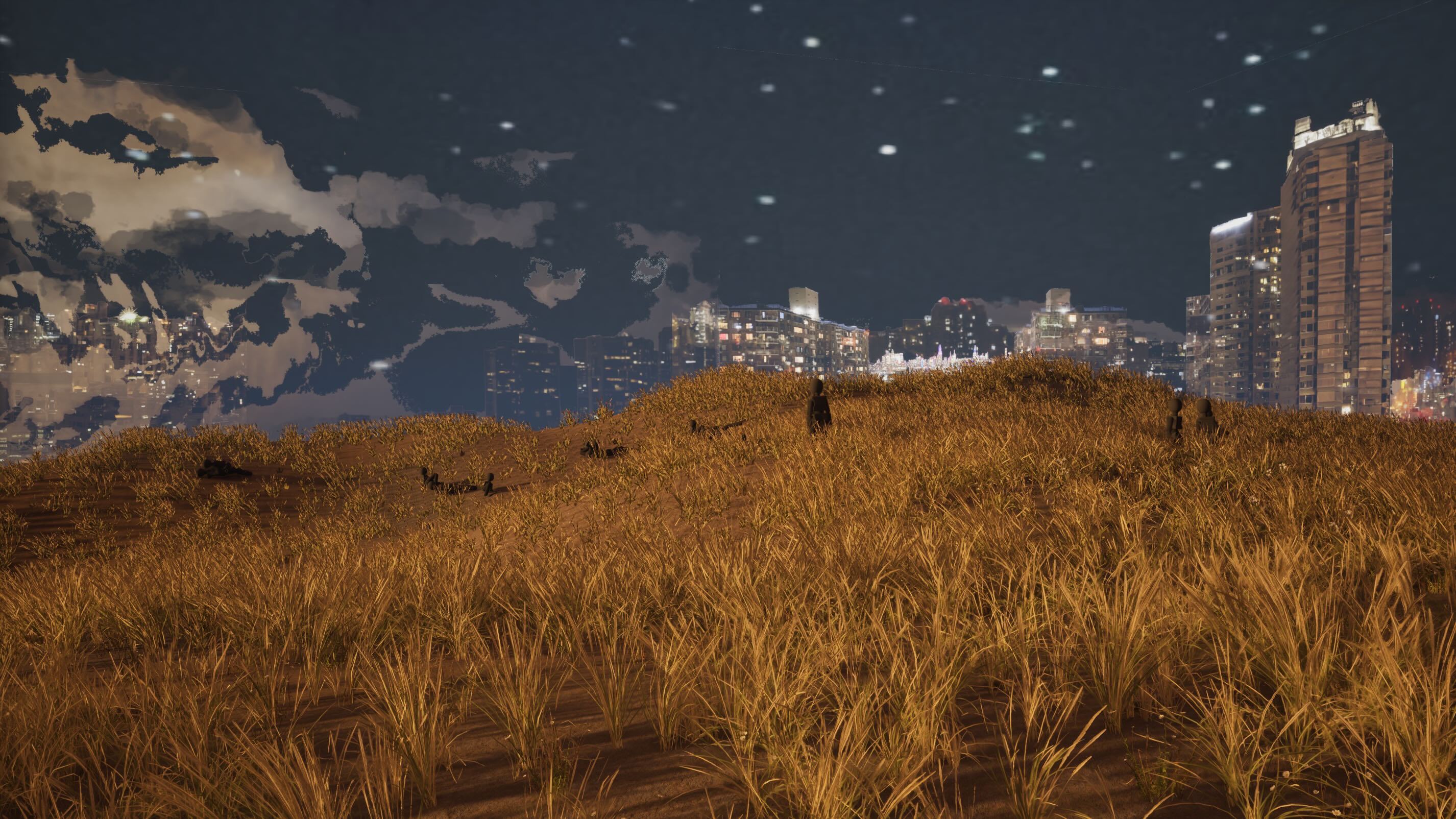 3D animation landscape at night
