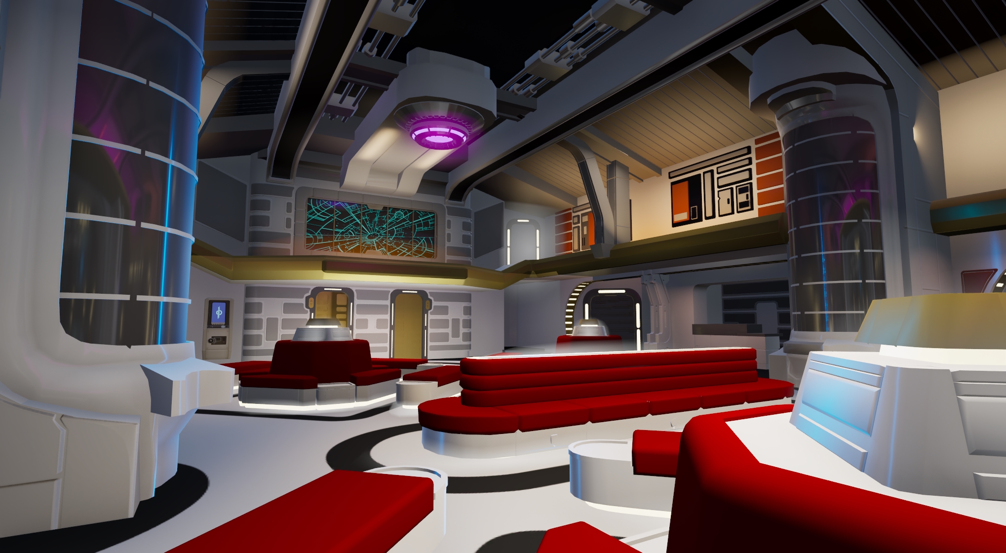 3D-modeled main hall lighting study
